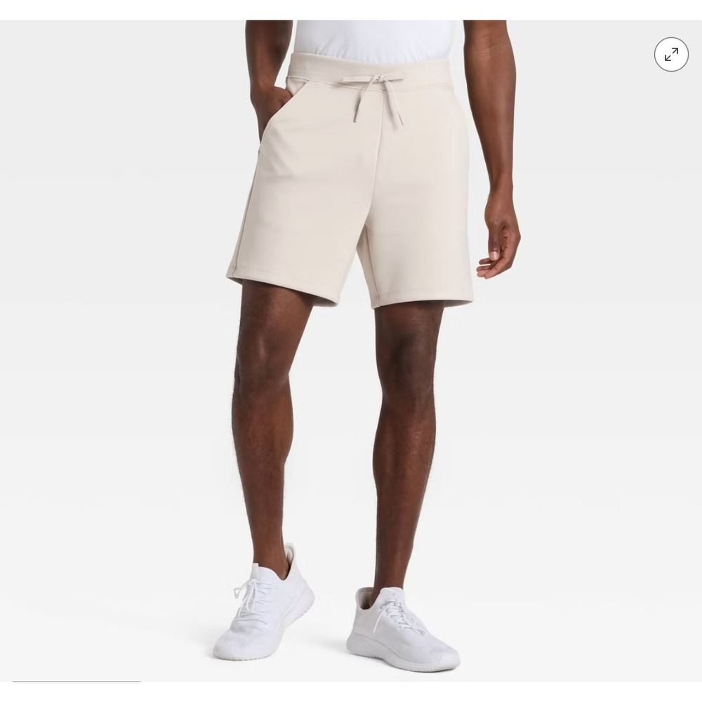 All In Motion Mens Athletic Gym Shorts Stone Tan 7" Inseam XL NWT